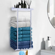 Supporto asciugamano senza perforazione - asciugamaniere estendibile, autoadesivo con piastra, supporto asciugamano per la parete della doccia da applicare con adesivo, 38-75 cm (bianco)