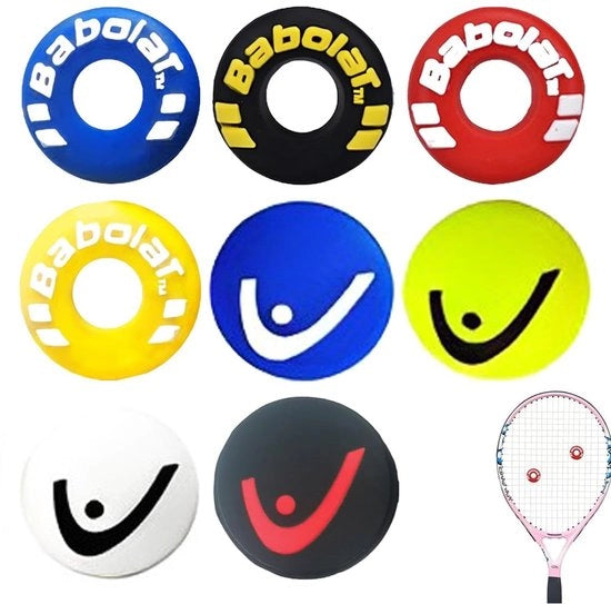 Dempitori di vibrazioni per tennis/squash/badminton - 8 pezzi - Silicone - Ridono lo shock - Riduce le vibrazioni - Modello per tennis