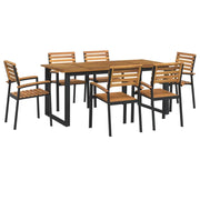 Set Pranzo da Giardino 7 pz Legno Massello di Acacia e Metallo 3155403