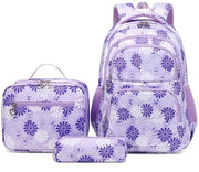 Set di Borse per Scuola per Ragazze - 3 Set - Borsa per Scuola con Borsa per Pasti - Ideale per Adolescenti - Design Carino