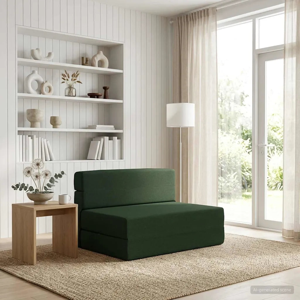 Divano Letto Pieghevole Verde Scuro 70 x 72 x 60 cm Tessuto