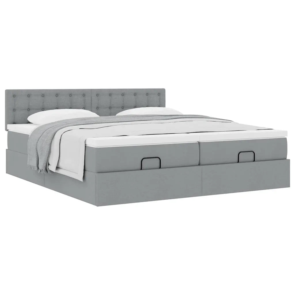 Struttura Letto Pouf con Materassi 200x200 cm in Tessuto