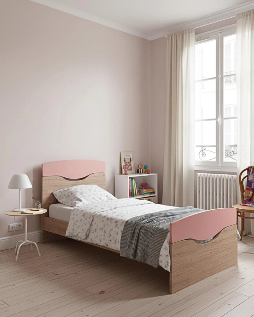 Letto Smile con fascioni e pediera - Letto singolo 87 x 197 - Struttura Virginia e rosa - Rete e materasso esclusi_
