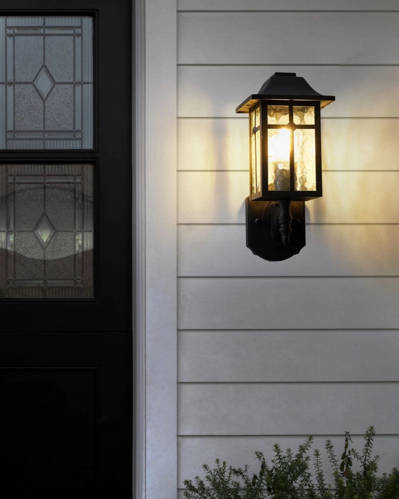 Lampada da parete per esterni Lampada da parete nera in metallo ferro vetro opaco Design moderno Giardino del patio