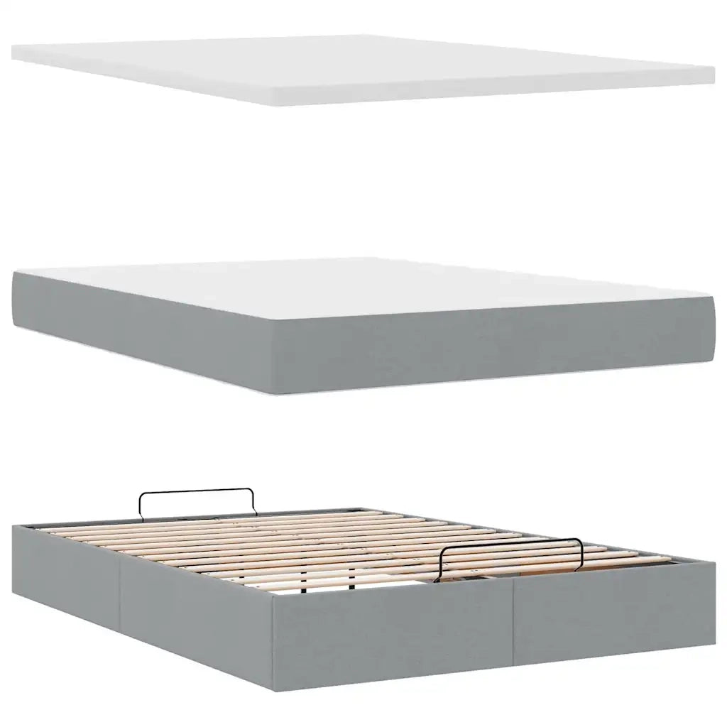 vidaXL Pouf Letto con Materasso Grigio Chiaro 140x190 cm in Tessuto