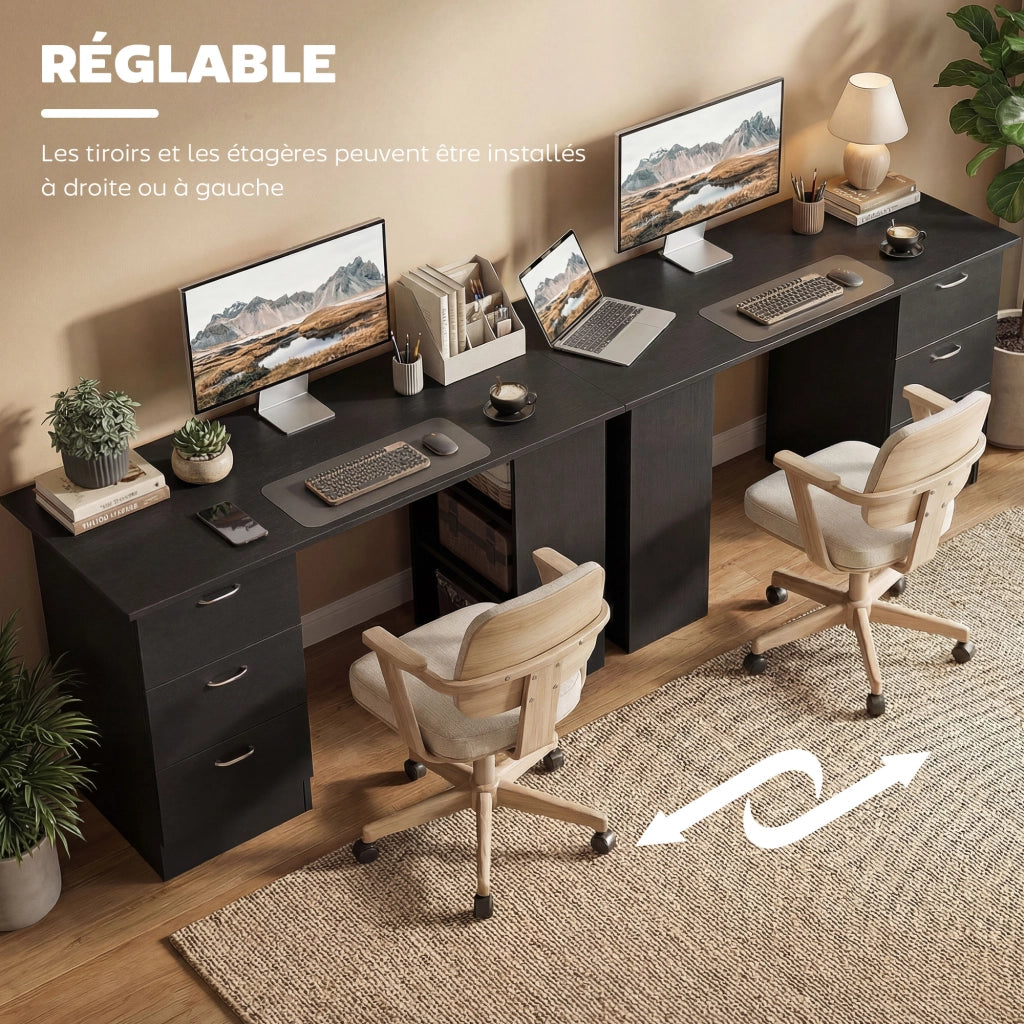 Scrivania con scaffali e cassetti ¨C Zephmum ¨C Nero 120x50x
