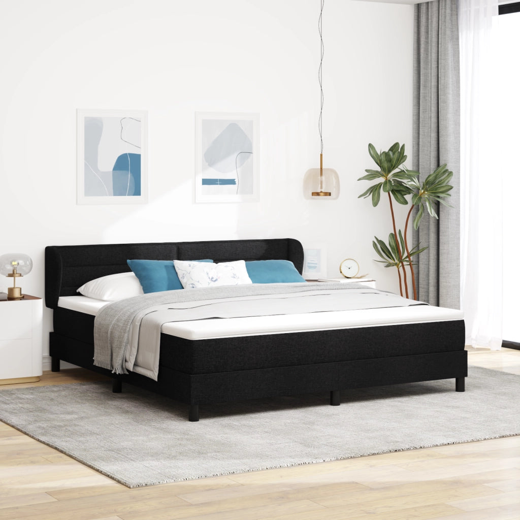 Letto Box Spring  con materasso nero 180x200 cm in tessuto