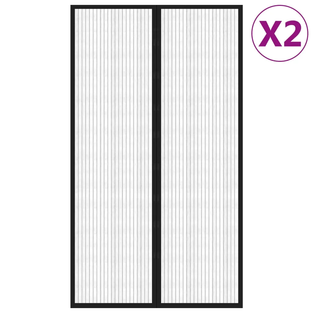 Tende Antimosche 2 pz per Porte con Magneti Nere 200x80 cm CFW3758758