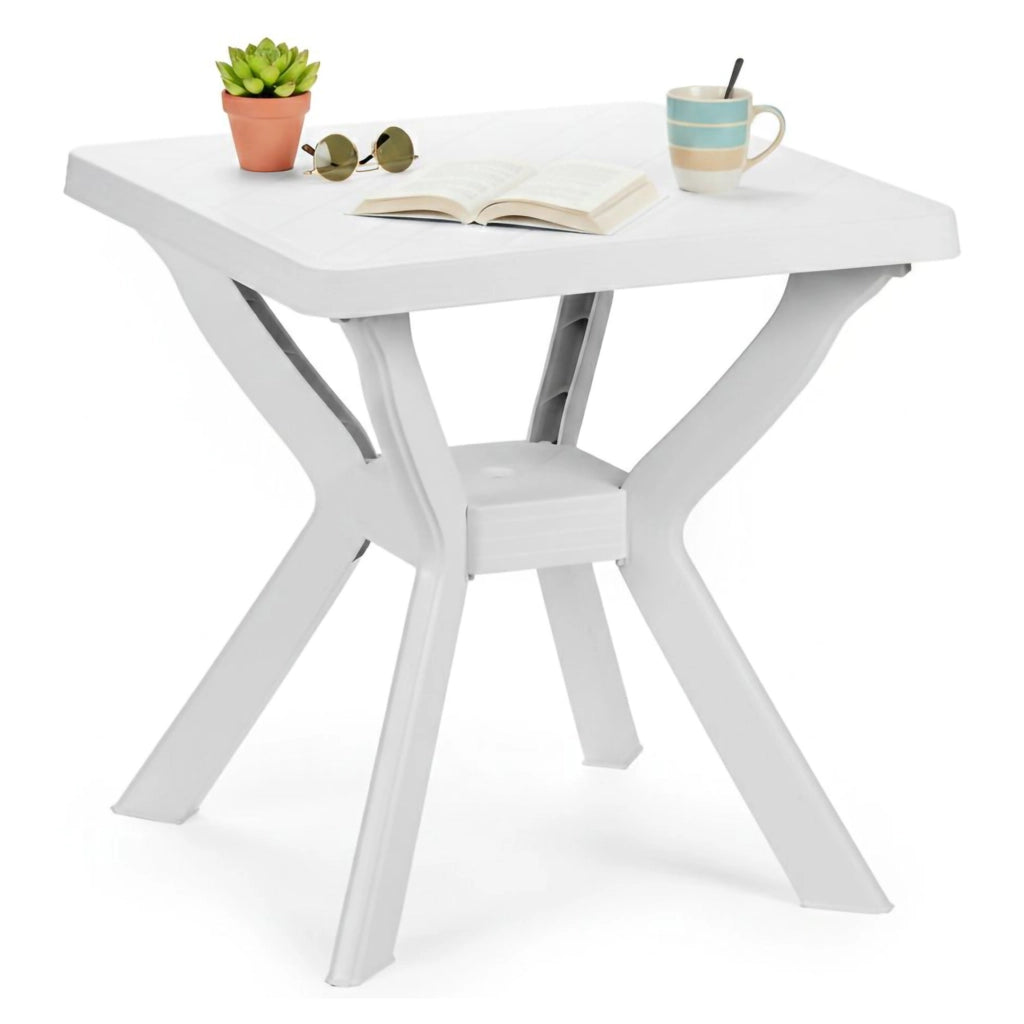 Straven, Tavolo da Esterno 4 Posti Made in Italy, 70x70x72h cm Bianco