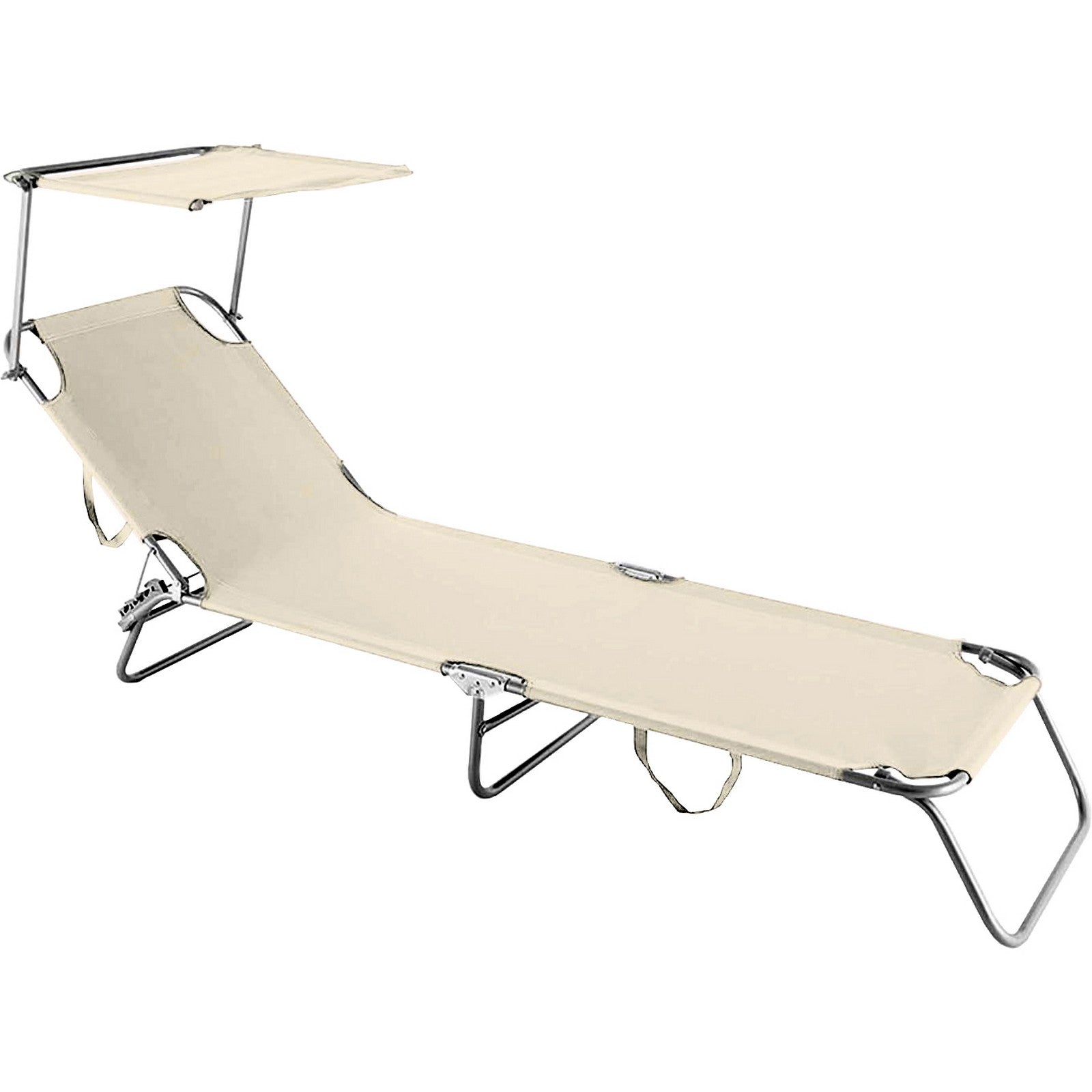 lettino con parasole mod. rimini-ecru e cod:ferx.2407