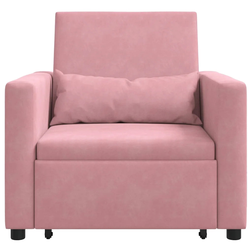 vidaXL Divano Letto Singolo Rosa chiaro 90 x 165 x 87 cm Velluto