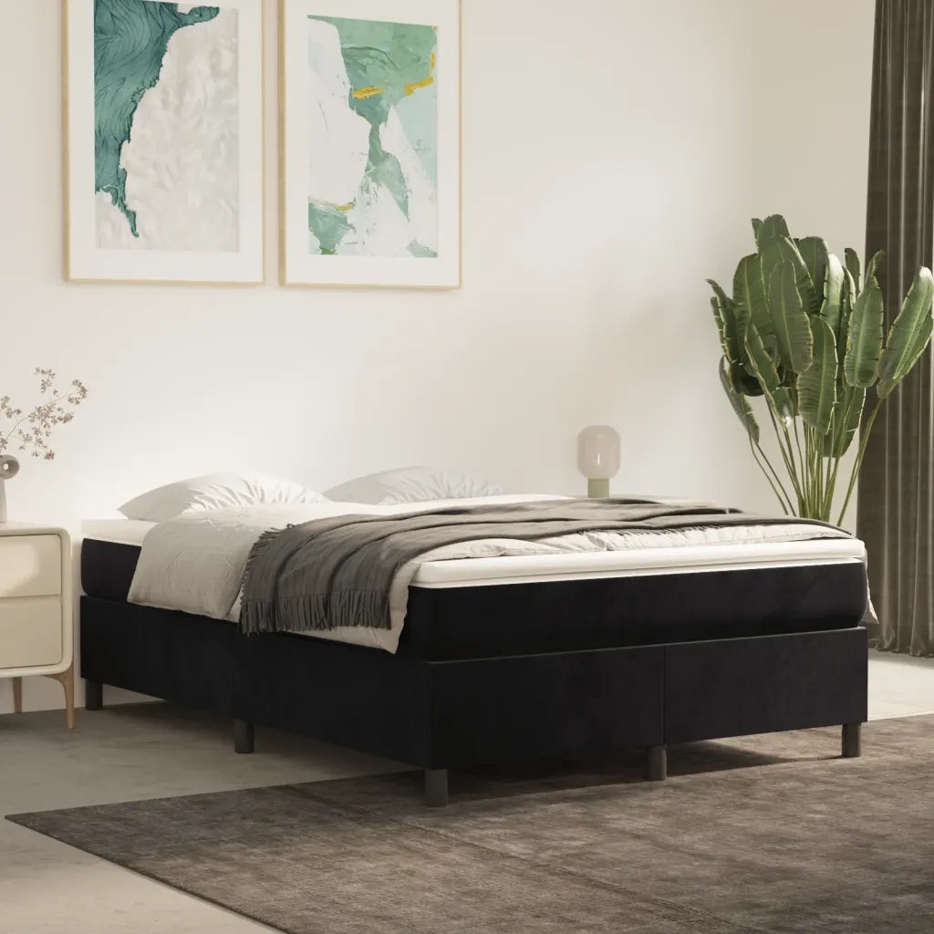 Struttura Letto a Rete a Molle Nero 140x200 cm in Velluto 3121122