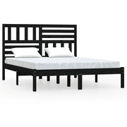 Letto matrimoniale | Letto per adulti | Giroletto Nero in Legno Massello di Pino 140x200 cm