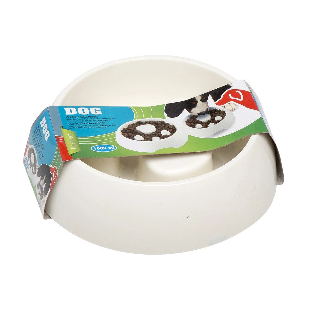 Trade Shop - Ciotola Per Cani Alimentazione Lenta 1000ml In Plastica Per Mangiare Lentamente -