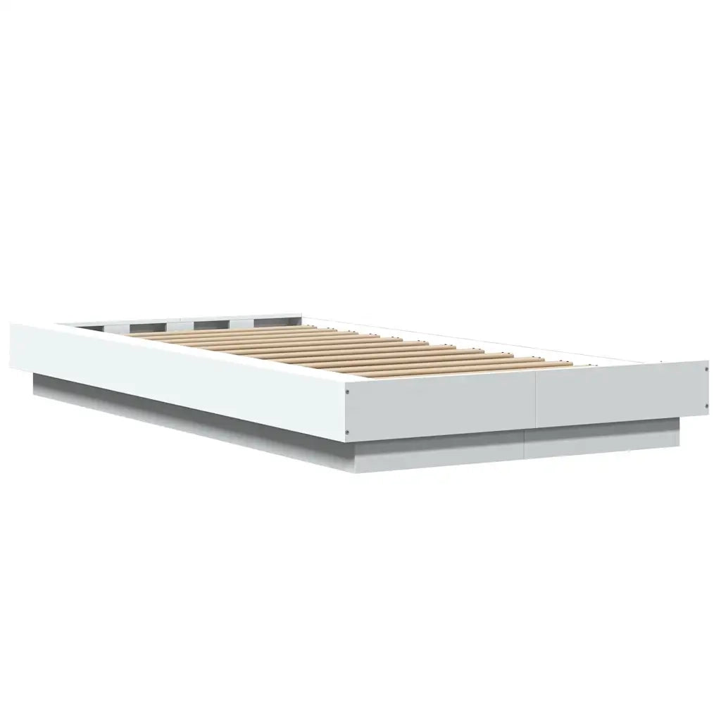 Giroletto con Luci LED-Struttura Letto Bianco 100x200 cm in Legno Massello 259519
