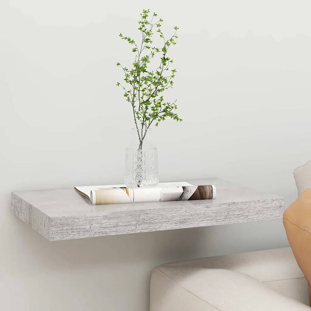 Scaffale a Parete Grigio Cemento 50x23,5x3,8 cm in MDF