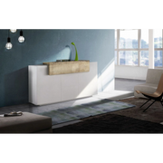 Credenza Coro Moderna 3 ante – Bianco Lucido e Acero Pereira