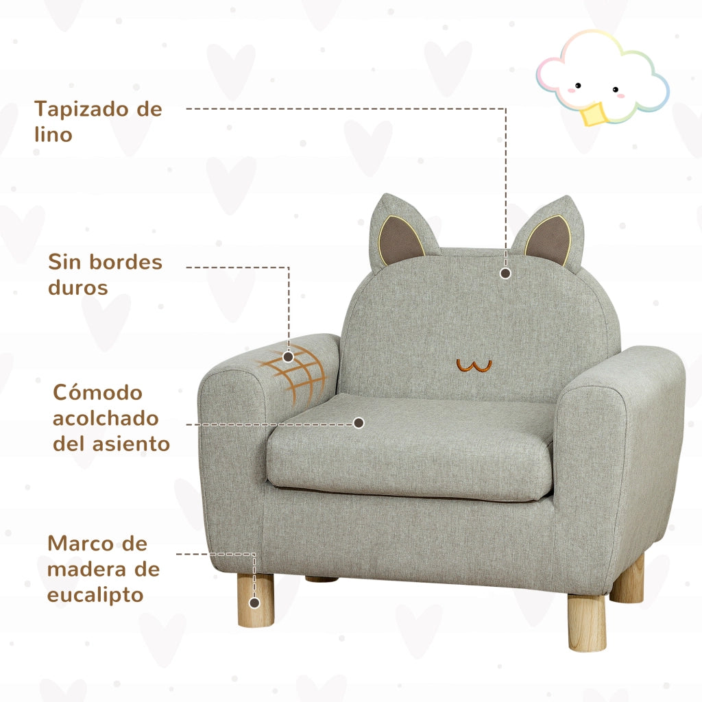 Poltrona per Bambini con Braccioli Imbottiti ¨C Minimal ¨C Marrone 61x42x53 cm