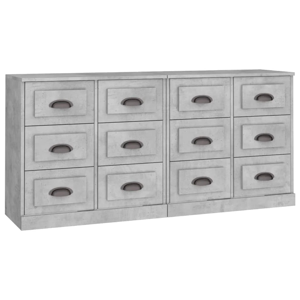 Buffet credenza cassettiera armadio mobile contenitore organizer per cucina soggiorno salotti set da 2 legno ingegnerizzato grigio 02_0036881