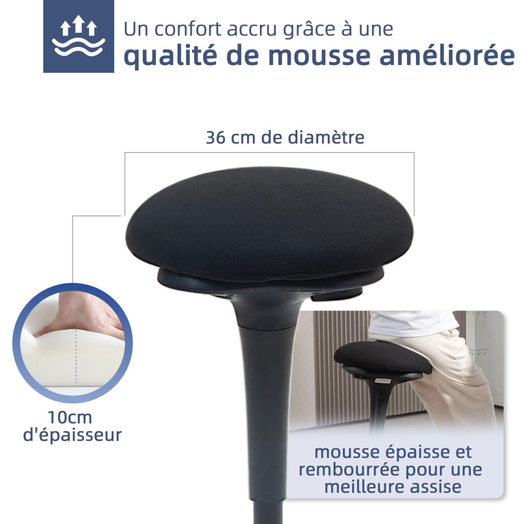 Sgabello da Ufficio Ergonomic ¨C zephmum ¨C Nero 36x36x70-90 cm