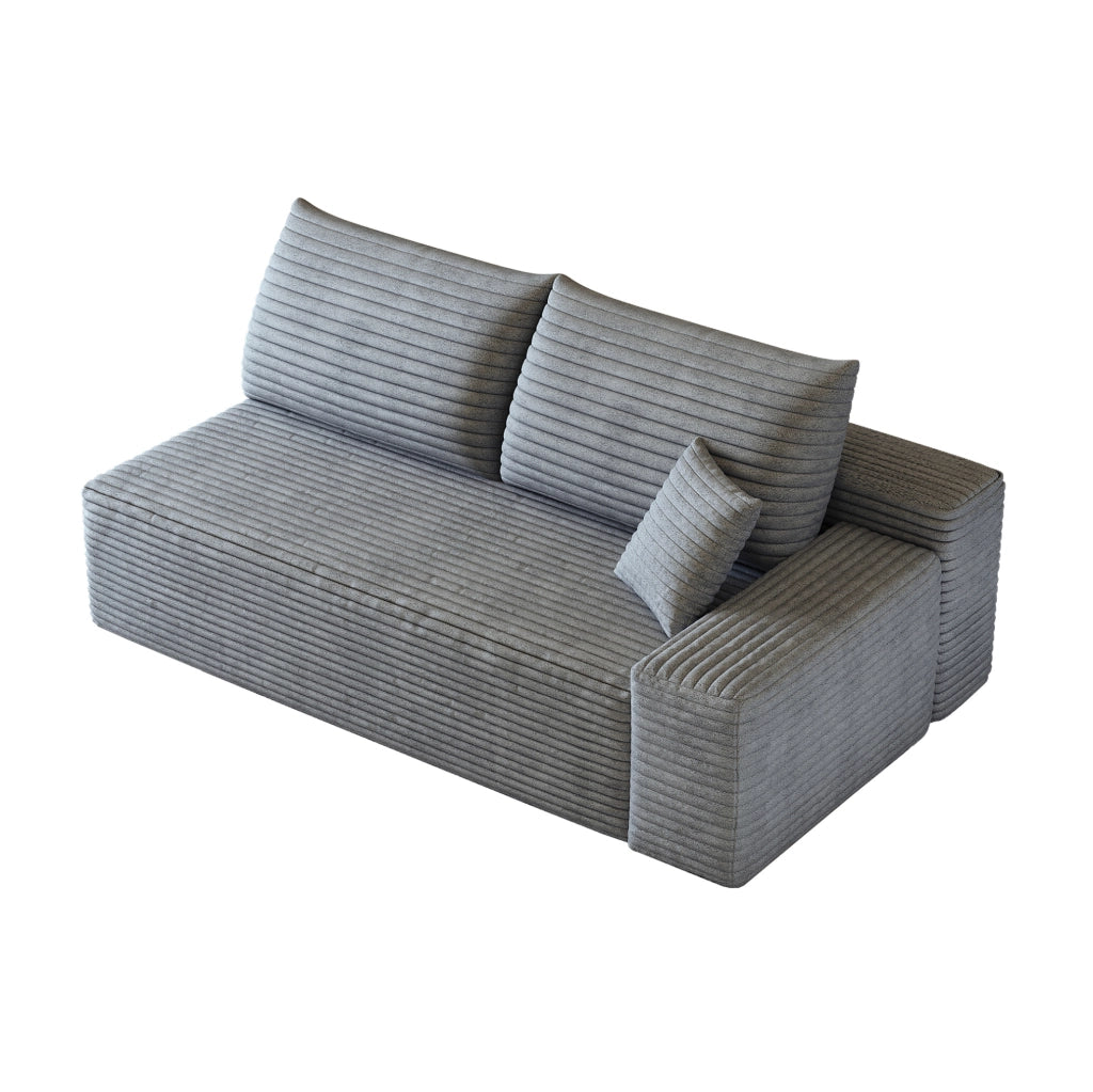 DIVANO 2 posti reversibile con chaise longue destra, tessuto grigio