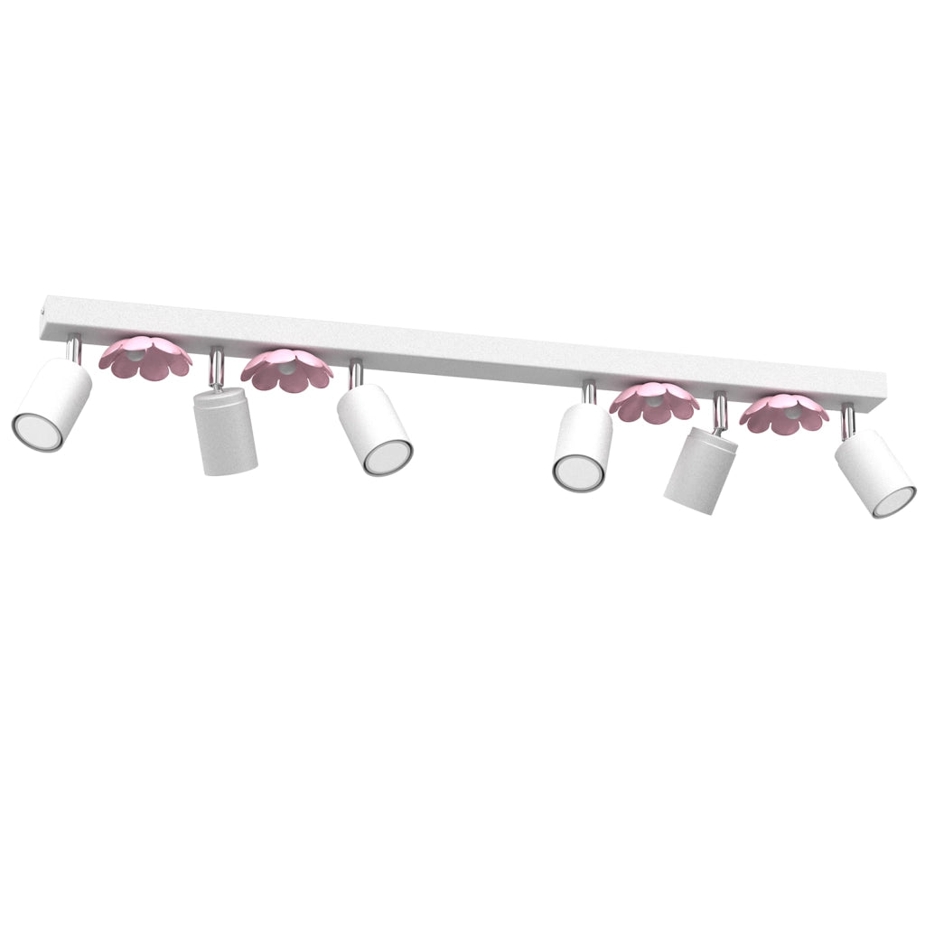 Plafoniera barra 6 spot orientabili bianca Flower GU10 Luminex