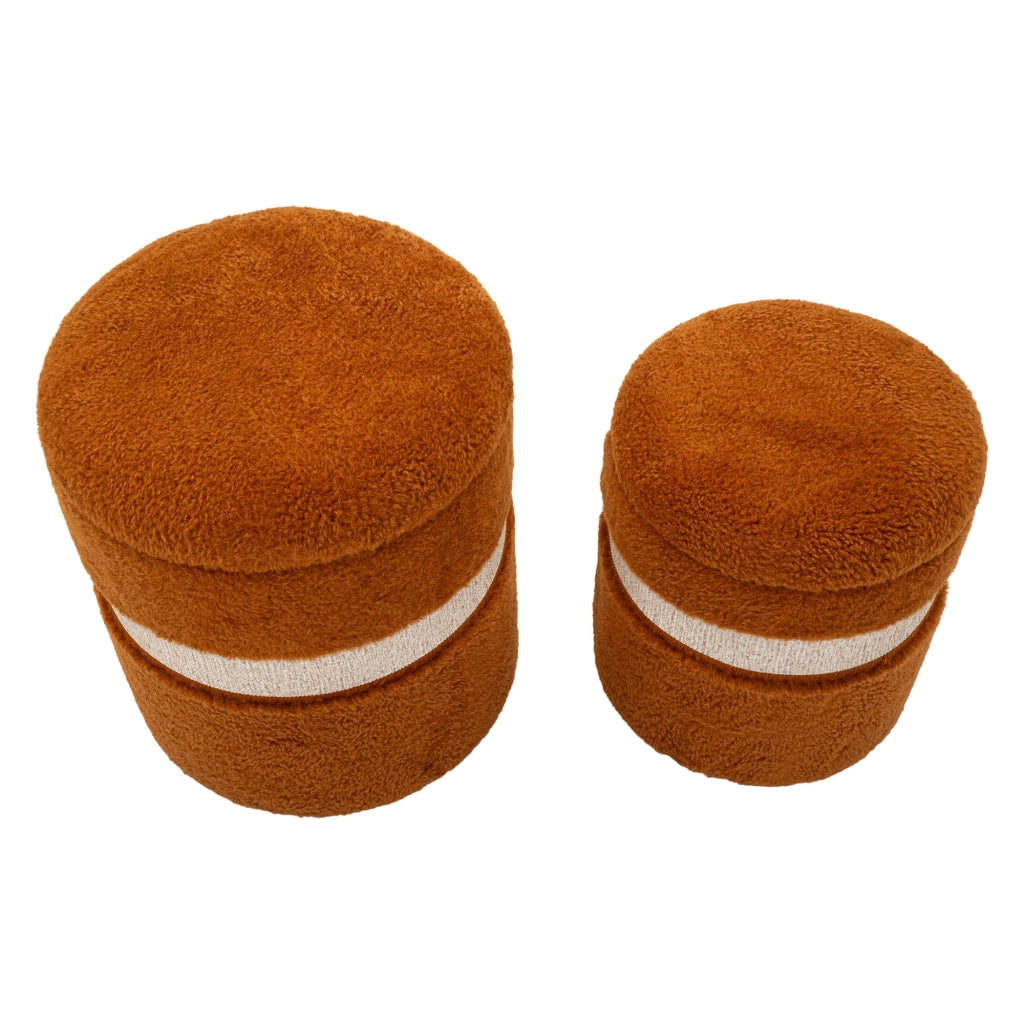 Luder, Pouf Contenitore set da 2, 40x40x47h cm Marrone Terracotta