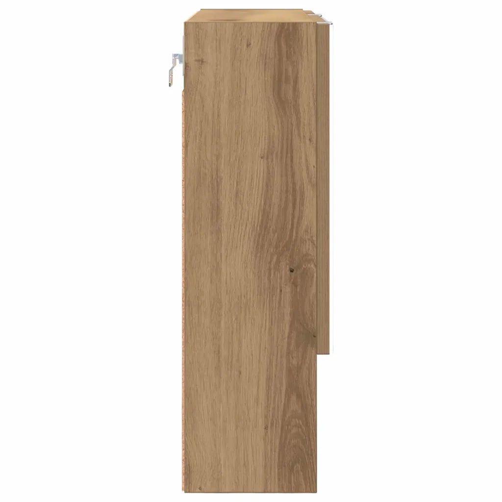 Mobiletto per specchio-Mensola con Specchio Rovere artigianale 59 x 17 x 55 cm