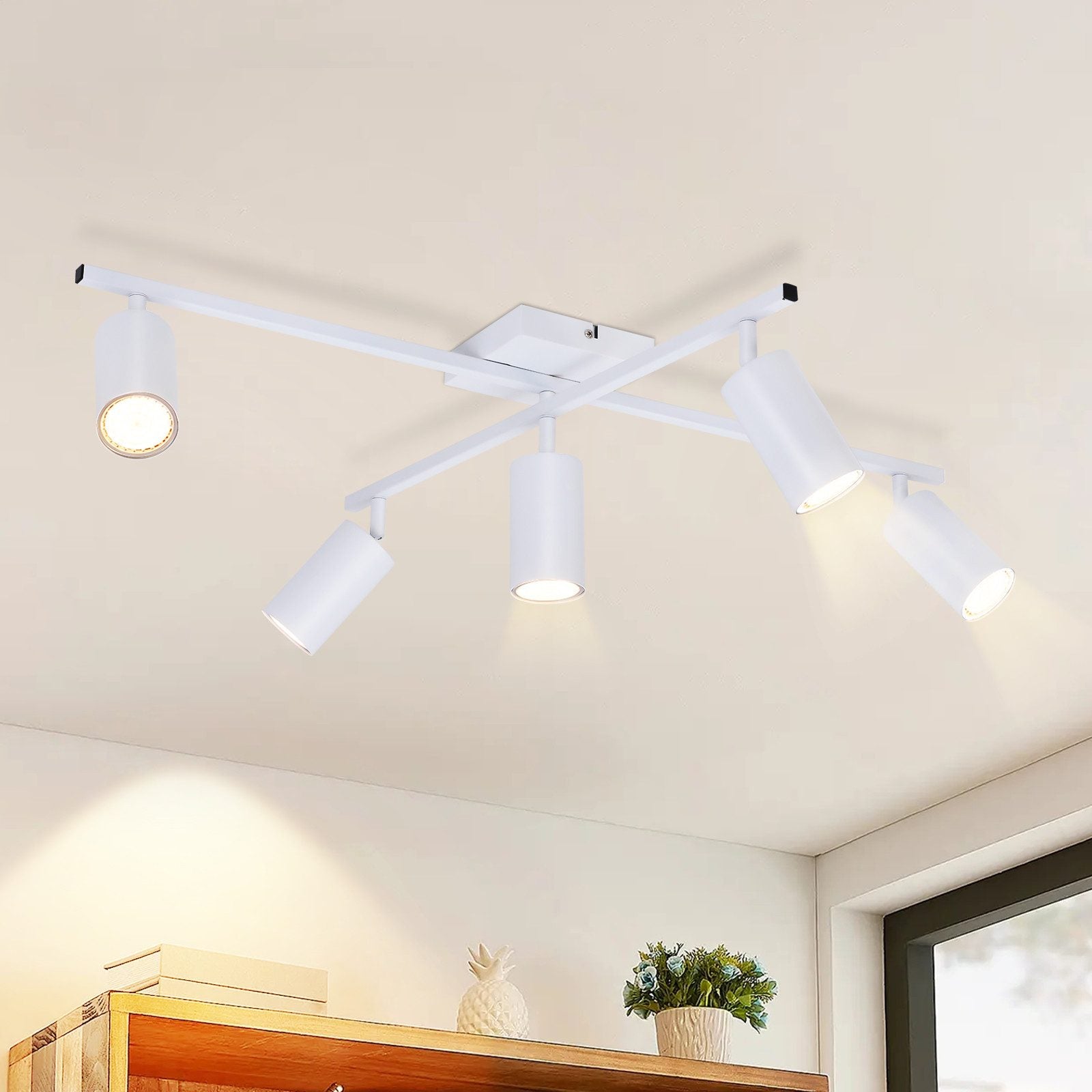 ZMH Faretto da soffitto 5 fiamme bianco GU10 faretti lampada da soffitto per camera da letto