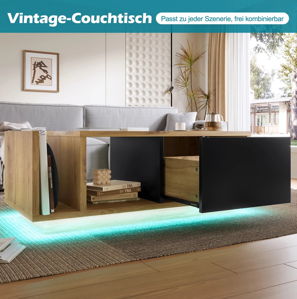 Sideboard multifunzione retro con LED, 99,5 x 53 x 38 cm