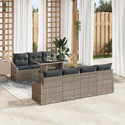 Set Divano da Giardino in 8 Pezzi con Cuscini Grigio Polyrattan