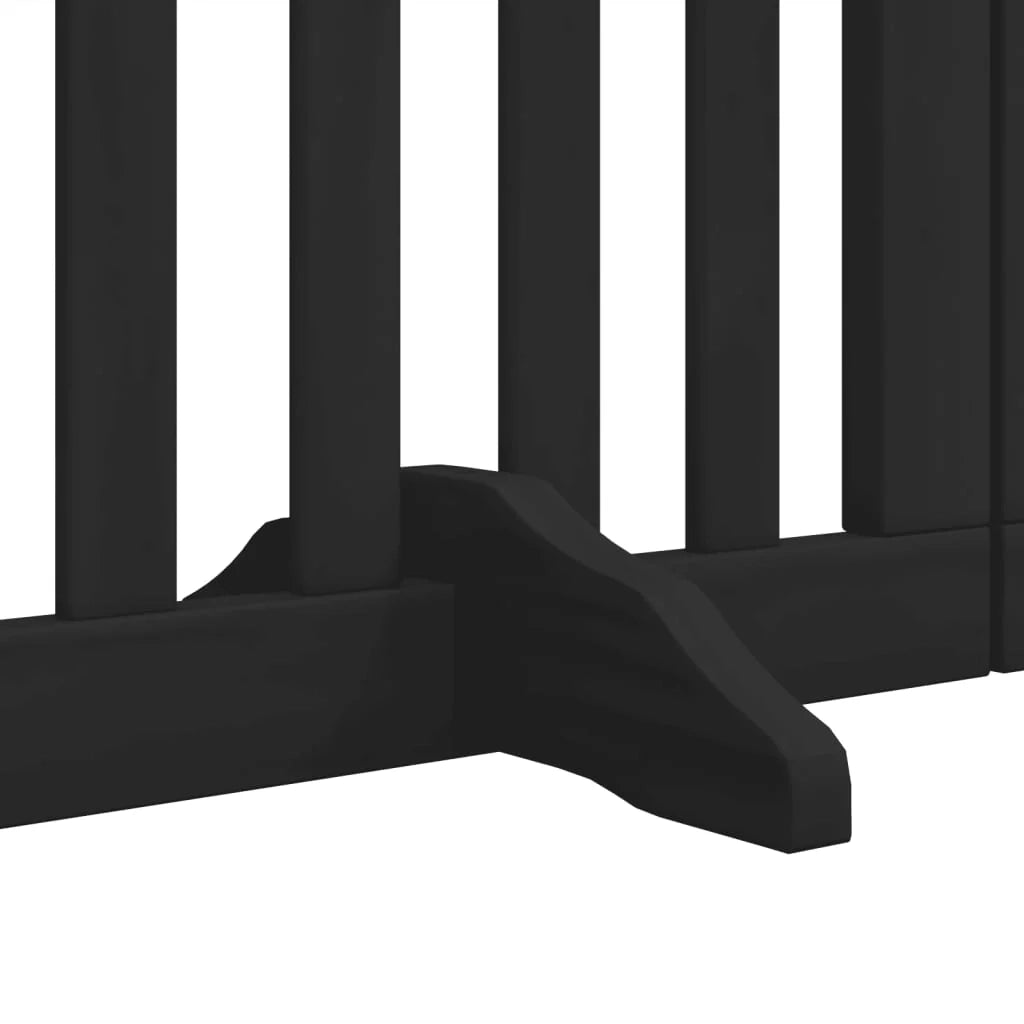 Cancelletto di sicurezza per animali domestici porta pieghevole 12 pannelli legno di pioppo nero 02_0023174