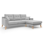Danish Divano angolare REVERSIBILE in tessuto morbido impermeabile T02 237 cm grigio chiaro