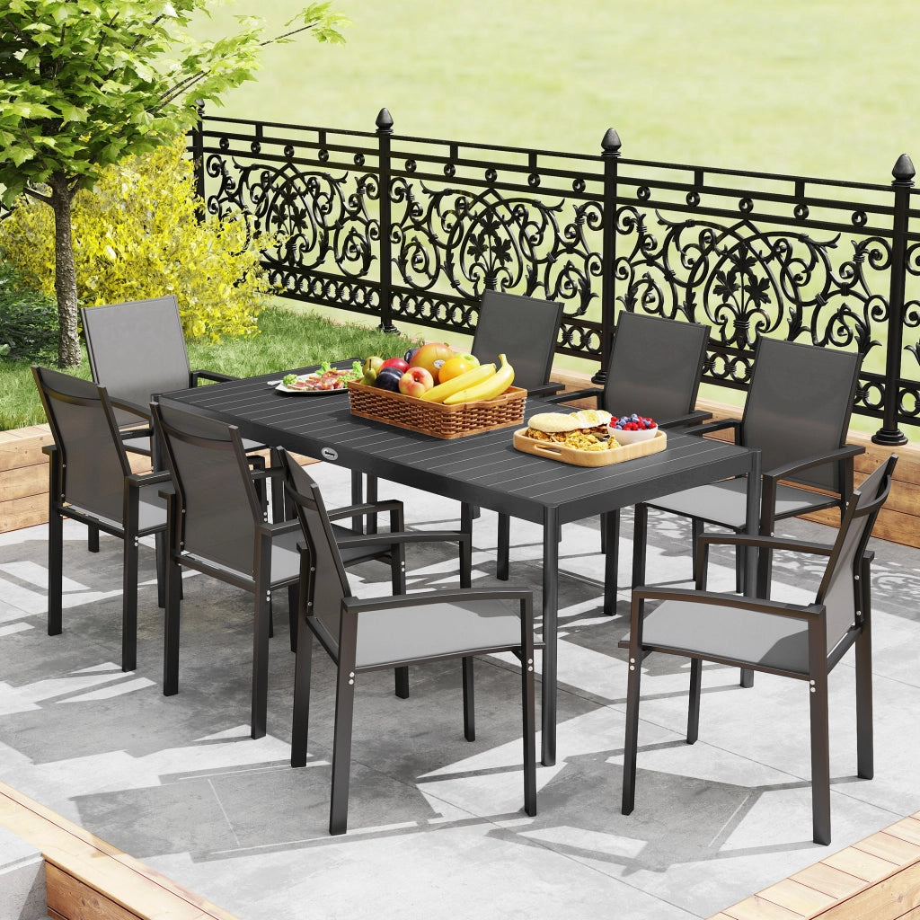 Tavolo da pranzo per giardino ¨C Zephmum ¨C Grigio, metallo, 186x90x74 cm