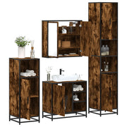 Set Mobili da Bagno 4 pz Rovere Fumo in Legno Multistrato