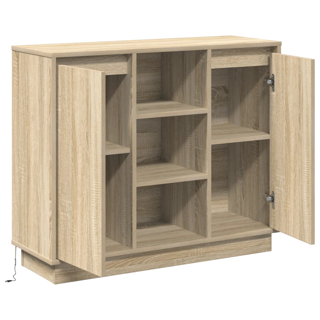 Mobile con LED Rovere Sonoma 90x32x75 cm Legno ingegnerizzato