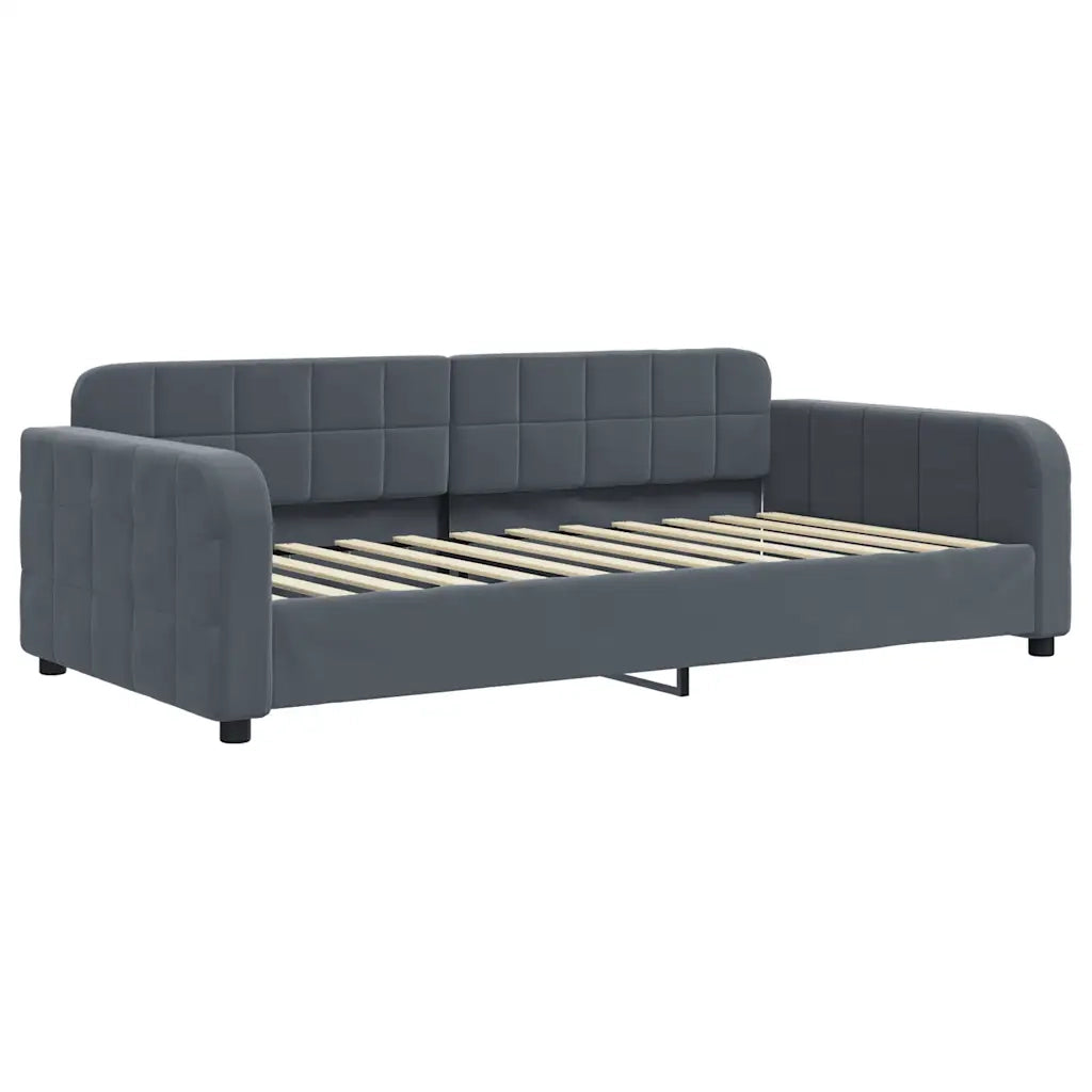 Divano Letto Estraibile Cassetti-Sofa Letto-Daybed Grigio Scuro 100x200cm Velluto 736811