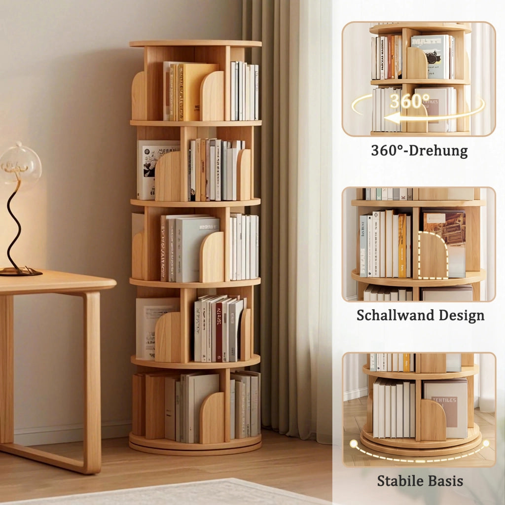 LIBRERIA Girevole 360° Salvaspazio MDF Effetto Legno