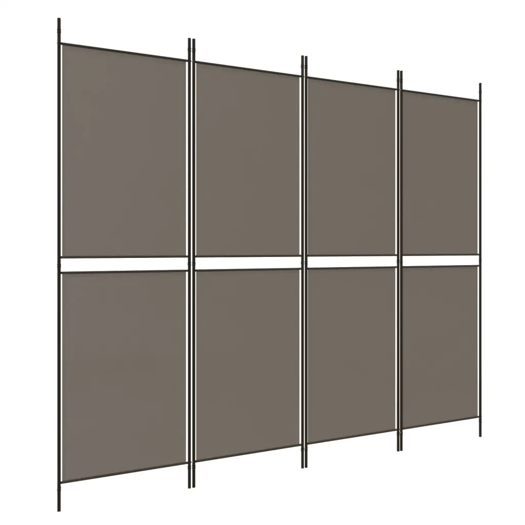 Divisorio a 4 Pannelli Antracite 200x200 cm Tessuto 350232