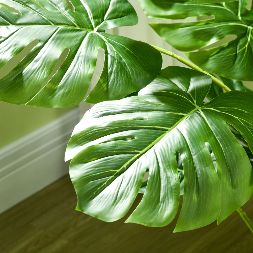 Pianta Artificiale Monstera Deliciosa Realistica ¨C zephmum ¨C 17.5x17.5x120 cm, Verde, con Vaso e Terriccio