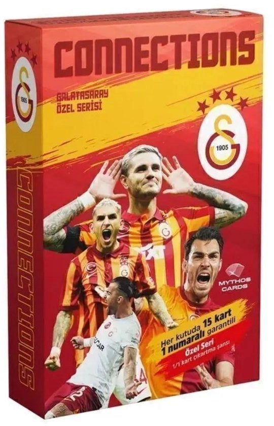 Carte da collezione Galatasaray 2023/24 - 15 Carte da giocatore - Carta speciale numerata 1/1 - Licenziata - Finestra alta - Confezione protettiva - Carte da scambio