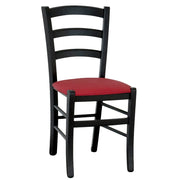 Sedie da sala da pranzo in legno venezia nera con seduta in similpelle rossa