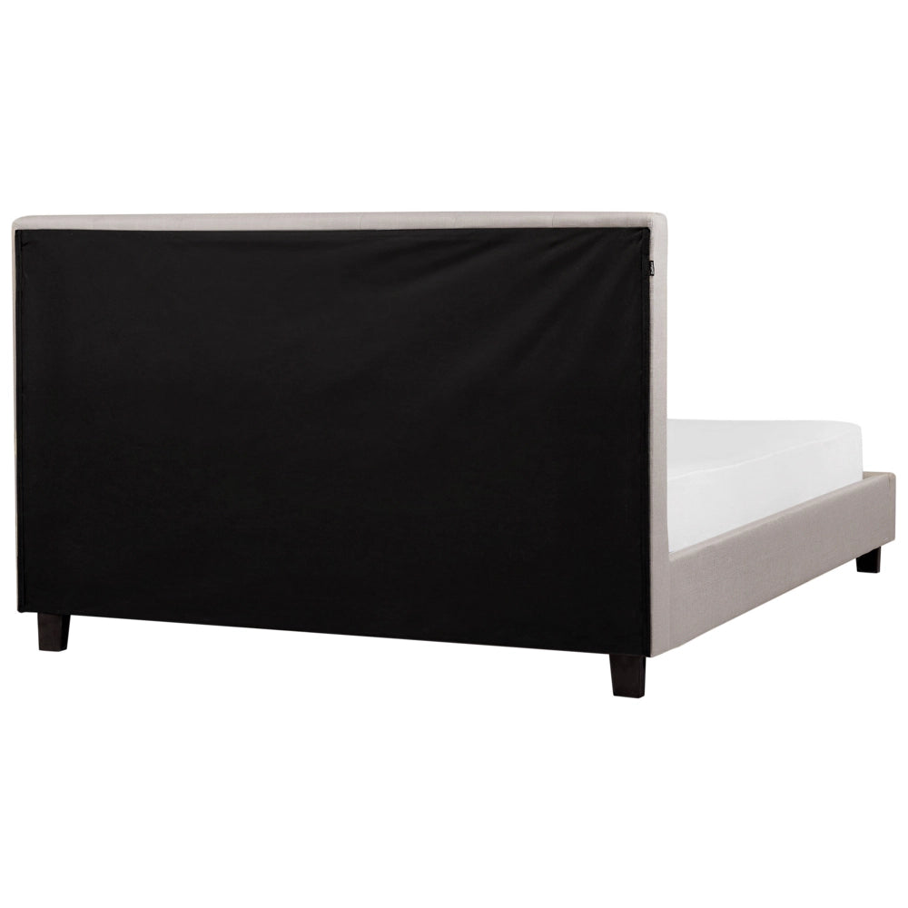 Letto imbottito tessuto grigio chiaro rete a doghe testiera trapuntata 160 x 200 cm