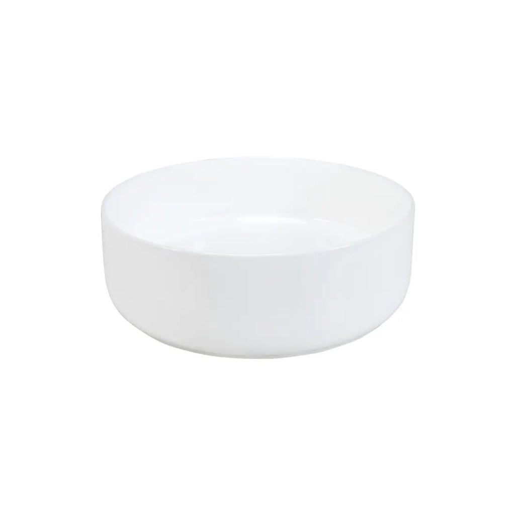 Lavabo da appoggio rotondo 36,5 cm bianco lucido in ceramica
