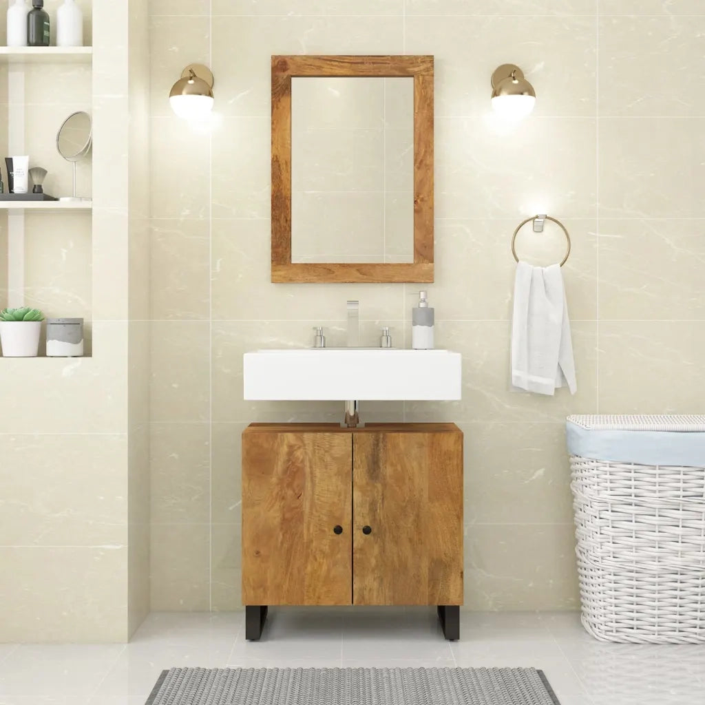 Mobile Lavabo-Armadietto da bagno 62x33x58cm Legno Massello Mango Legno Multistrato 955251