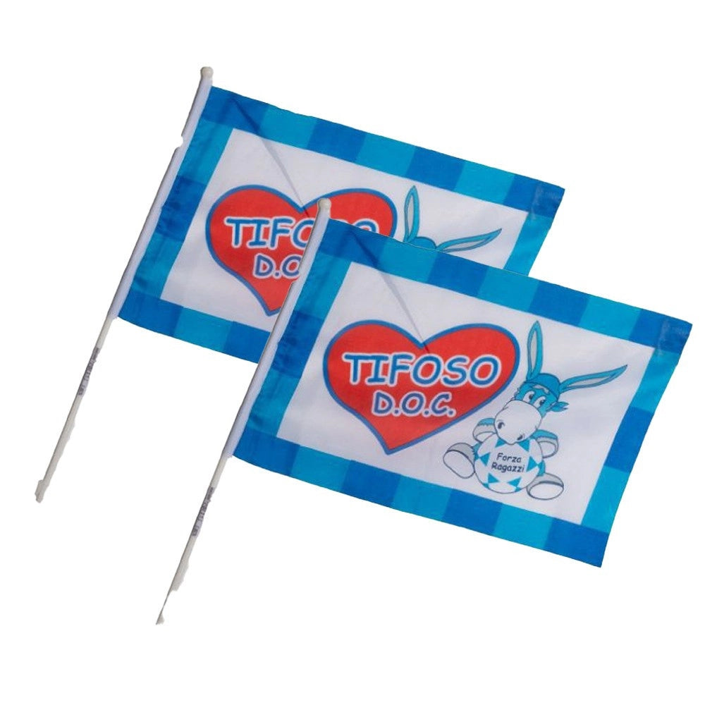 Trade Shop - 2 Bandiere Con Asta 40x60 Napoli Tifoso Doc Italia Scudetto Calcio Squadra -