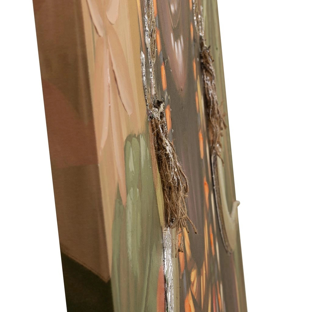Quadro dipinto a mano con rilievo verde 100x100x3h