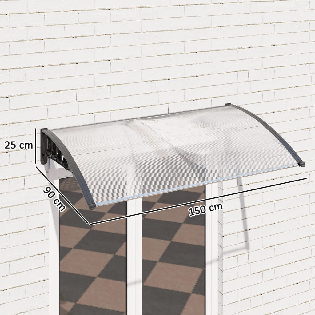 Tenda da sole curva ¨C zephmum ¨C policarbonato alluminio grigio 90x150x25 cm