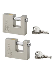 Set di 2 lucchetti LAND rettangolari 70 mm a chiave uguale, 6 chiavi – THIRARD