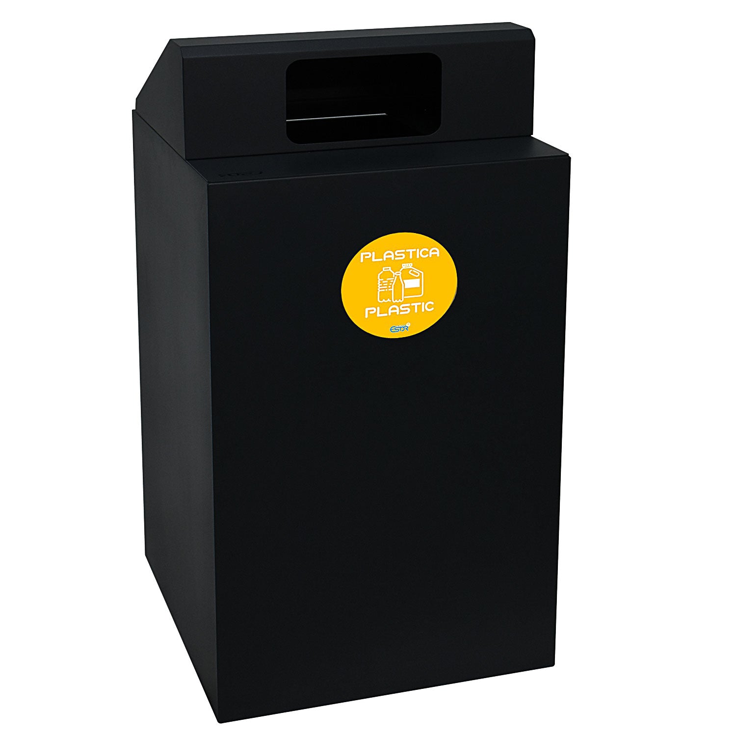 Contenitore per Raccolta Differenziata Capacità 100 L con Etichette 45x50x96 cm in Acciaio Verniciato Antracite